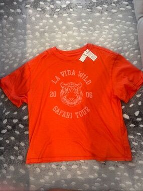 aerie Orange 'La Vida Wild' Tiger Graphic Short Sleeve Tee